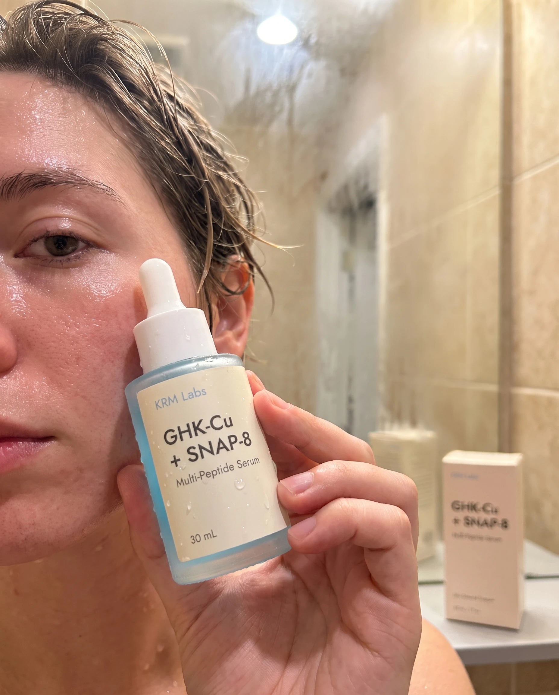 Customer unboxing KRM Labs GHK-Cu and SNAP-8 serum